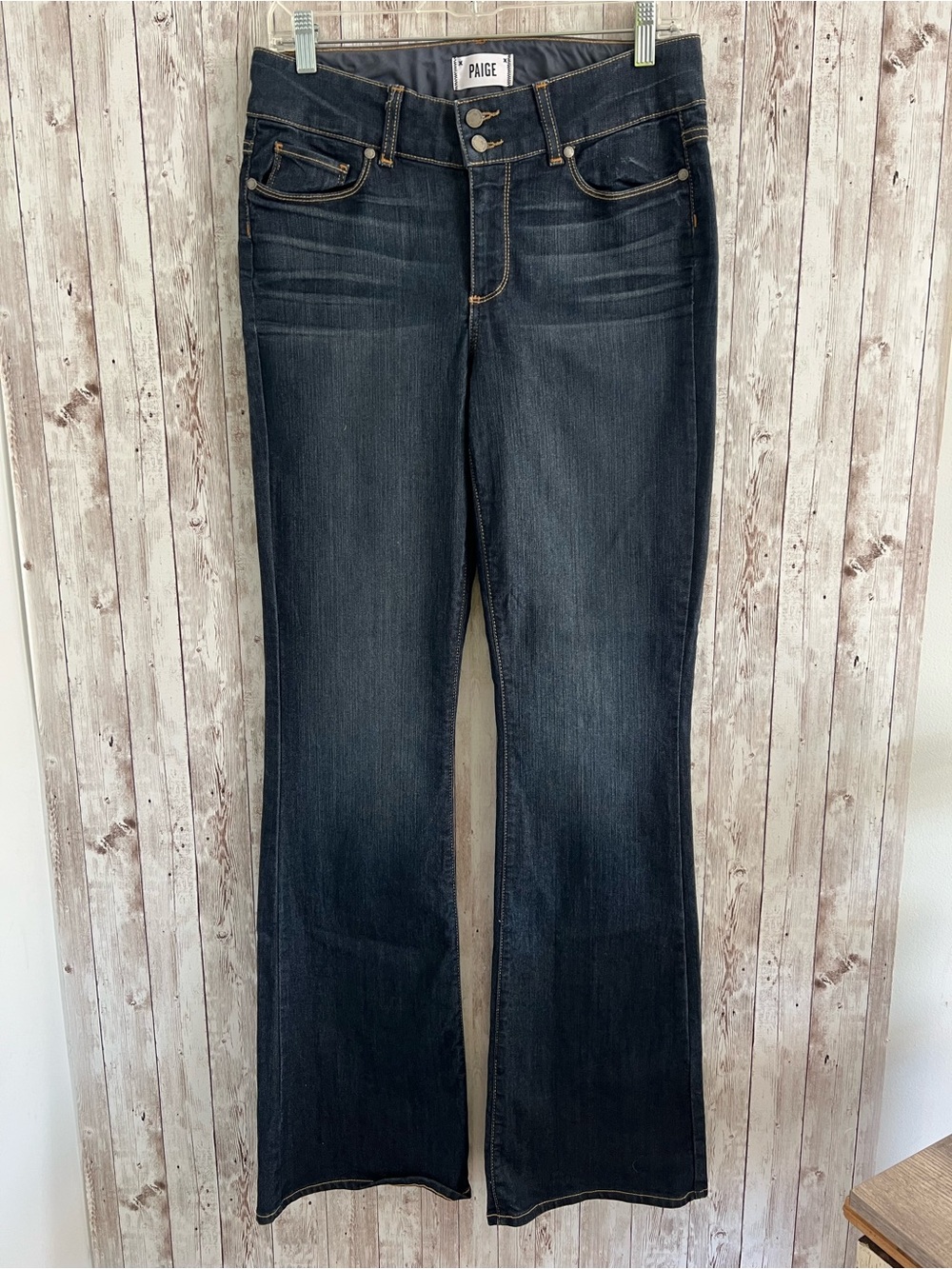 PAIGE Dark Indigo Hidden Hills Bootcut High Rise Jeans Size 30